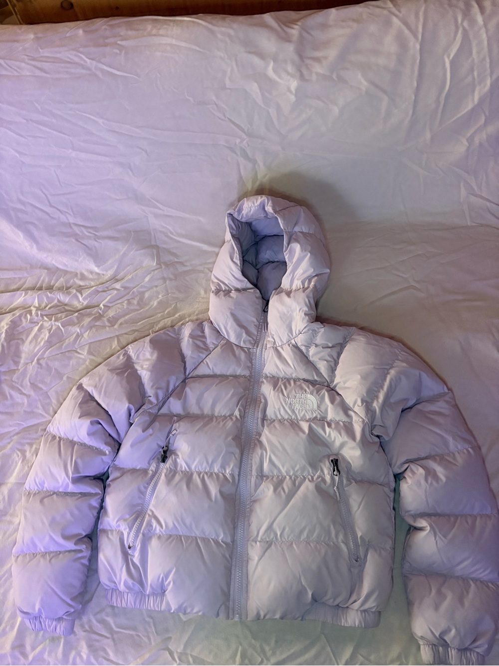 The North Face Women’s Light Lavender Hooded Puffer Jacket